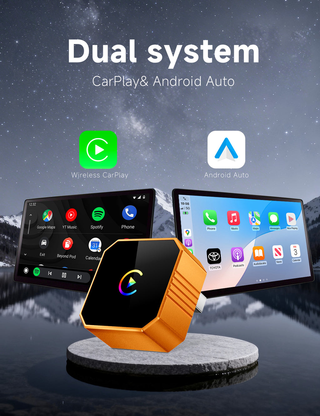 【Enhanced Version 2026】Aimoon Upgraded Version Mini Orange Cube Pro 3.0 Wireless CarPlay Adapter — For Cars 2017+, with Upgraded Chip & Instant Connect