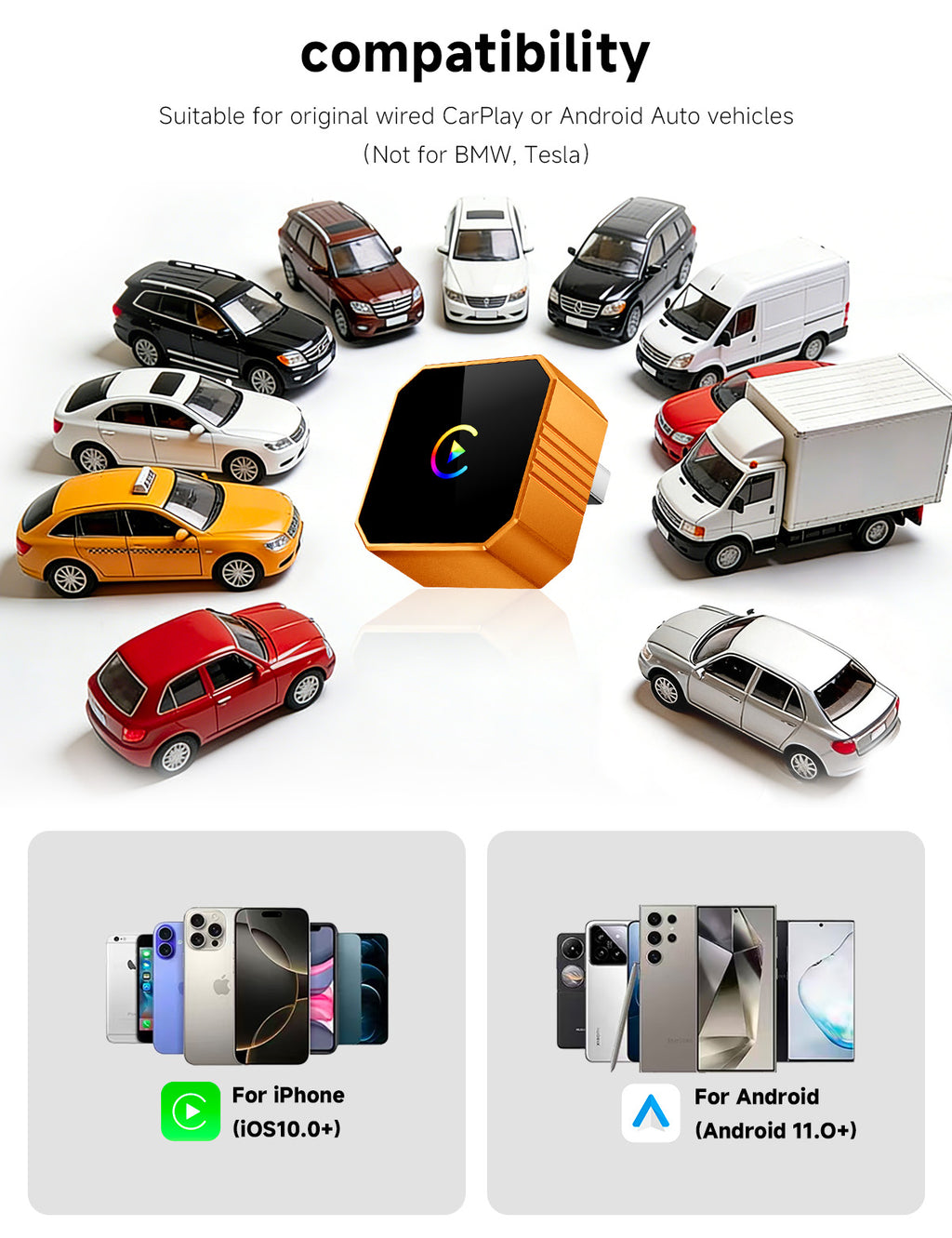 【Enhanced Version 2026】Aimoon Upgraded Version Mini Orange Cube Pro 3.0 Wireless CarPlay Adapter — For Cars 2017+, with Upgraded Chip & Instant Connect